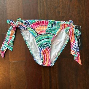 Size 8 La Blanca Waves of Color side-tie hipster multi-colored bikini bottom